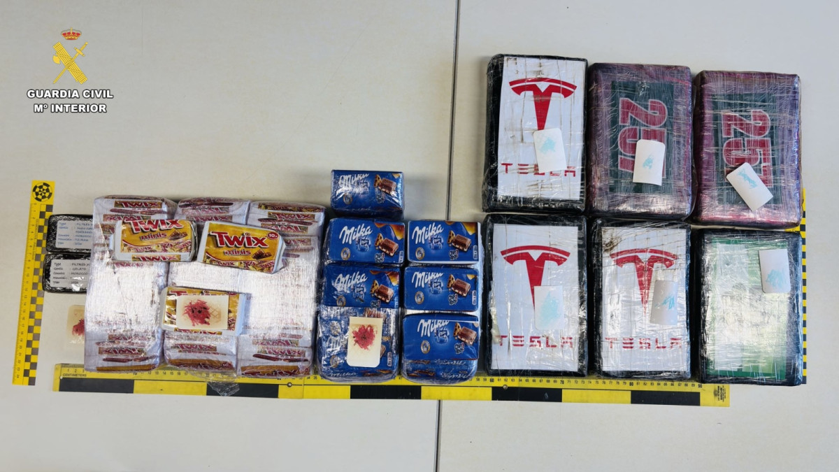 Imagen: La Guardia Civil intercepta en Salamanca casi 20 kilos de drogas ocultos como chocolatinas. Guardia Civil