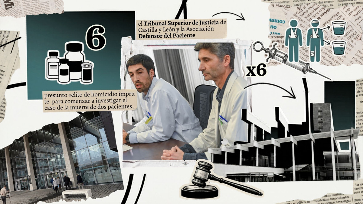 Imagen: Composición fotográfica: esRadio | Foto original:  Ricardo Ordóñez / ICAL – Hospital Universitario de Burgos (HUBU) y  El gerente del Hospital Universitario de Burgos, Carlos Cartón (I), y el jefe del servicio de Oncología del HUBU, Enrique Lastras (D), ofrecen una rueda de prensa para explicar el error que causó la muerte de dos pacientes  (13/01/2026)