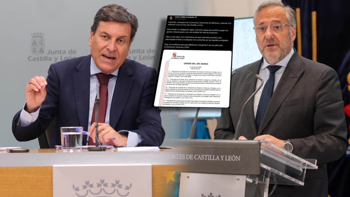 Imagen: Carlos Fernández Carriedo, portavoz y consejero de Economía y Hacienda de Castilla y León ; y Carlos Pollán, presidente de las Cortes de Castilla y León