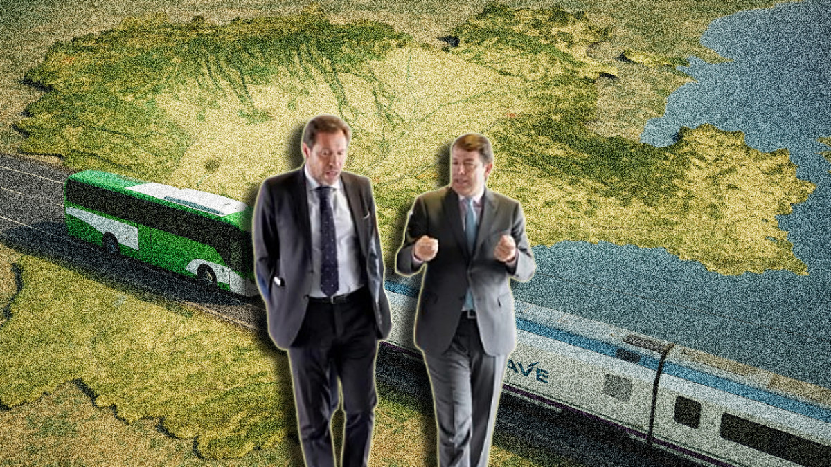 Imagen: Imagen de archivo. El ministro de Transportes y Movilidad Sostenible, Óscar Puente, y el presidente de la Junta, Alfonso Fernández Mañueco