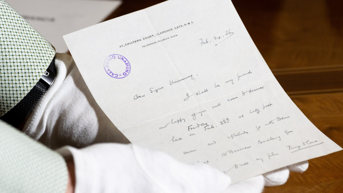 Imagen: La carta enviada por H.G. Wells a Unamuno. USAL