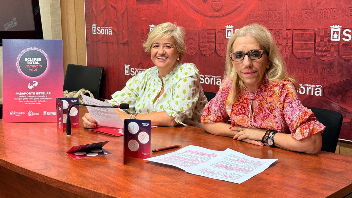Imagen: Sonia Giaquinta, de la Cámara de Comercio, y Teresa Valdenebro, concejal del Ayuntamiento de Soria. 