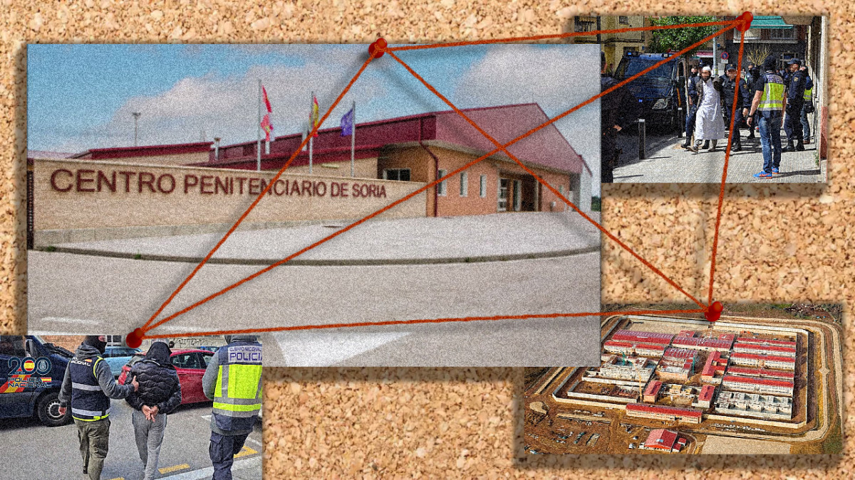 Imagen: Centro Penitenciario de Soria y varias imagen del Ministerio de Interior en detenciones a miembros de Daesh.