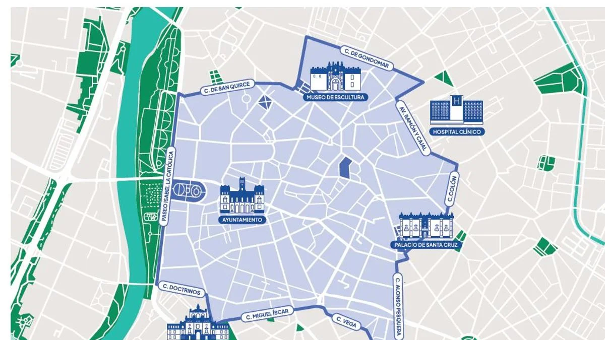 Imagen: Ayuntamiento de Valladolid. Mapa de la Zona de Bajas Emisiones.