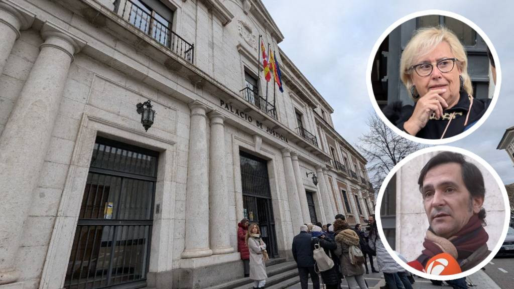Imagen: Audiencia provincial de Valladolid. Periodistas, abogados y familiares de las víctimas a las Puertas. Abuela y madre de las víctimas y padre de India.