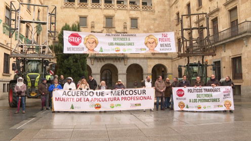Protesta de los apicultores salmantinos por el tratado con Mercosur