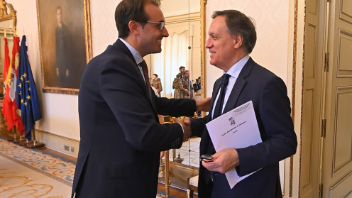 El Alcalde Carlos García Carbayo junto al Presidente de la Cámara de Comercio de Salamanca, Alberto Díaz