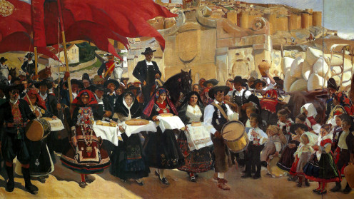 Detalle del mural "La fiesta del pan" pintado por Sorolla.