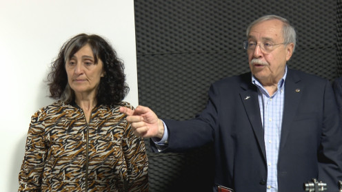La Directora del IBFG, Olga Calvo, junto al Catedrático de la Universidad de California, Carlos Bustamante