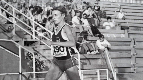 Pilar en una de las numerosas pruebas internacionales en las que participó