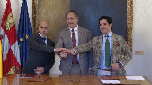 El Director de la Fundación General de la USAL, Óscar González, el Alcalde Carlos García Carbayo y el CEO de Startup Olé, Emilio Corchado.