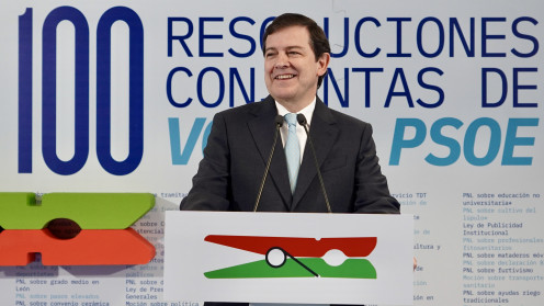 El presidente del PP de Castilla y León y candidato a la reelección al frente de la Junta, Alfonso Fernández Mañueco, comparece ante los medios de comunicación. ICAL Miriam Cuando