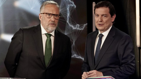 Carlos Pollán y Alfonso Fernández Mañueco, en el segundo debate electoral del mes de marzo. Agencia ICAL.