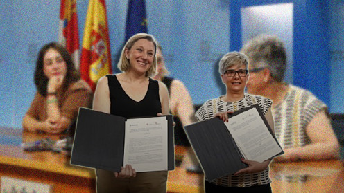 La vicepresidenta de la Junta de Castilla y León y consejera de Familia e Igualdad de Oportunidades, Isabel Blanco, ha firmado hoy el nuevo texto con la presidenta de ELACyL, Rosa María Gómez
