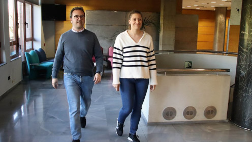 La presidenta del PP de León, Ester Muñoz, acompañada por el portavoz Ricardo Gavilanes.