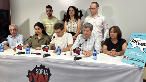 Imagen de la rueda de prensa que ha servido de presentación del grupo “Jóvenes Soria ¡YA!”.