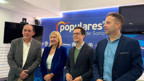 Benito Serrano, Yolanda de Gregorio, Tomás Cabezón y Javier Jiménez, candidatos del Partido Popular en Soria. 