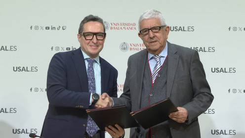 El Rector de la USAL, Juan Manuel Corchado, y el Pesidente de la empresa, Fernando Labrada