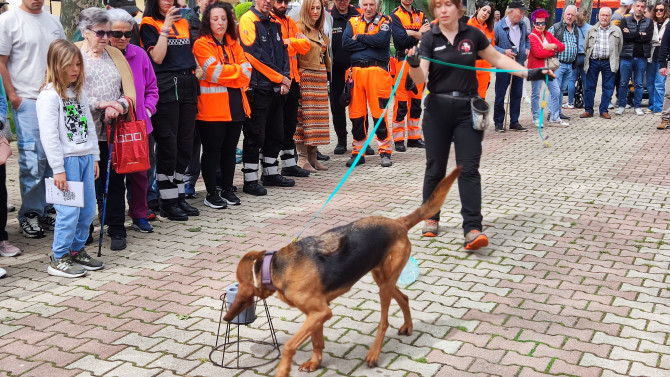 Durante la jornada se realizaron ejercicios de rescate de personas y recuperación de objetos con unidades caninas