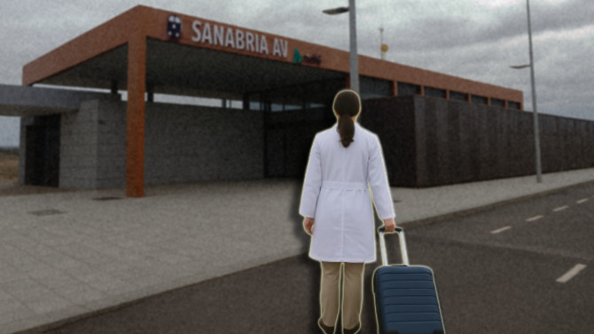 Recreación: Estación de Otero de Sanabria, donde la reducción de frecuencias del AVE ha dejado incomunicados a varios profesionales