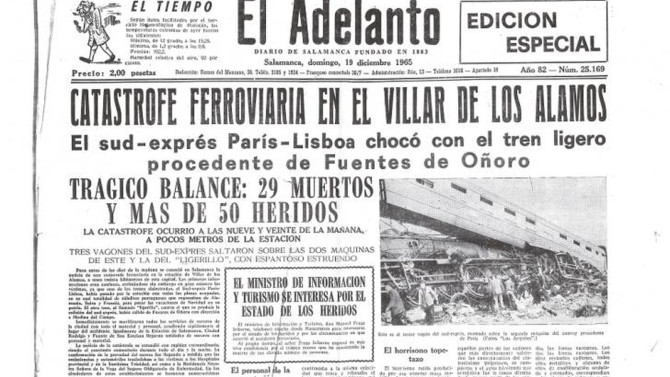 Portada del diario El Adelanto posterior al accidente