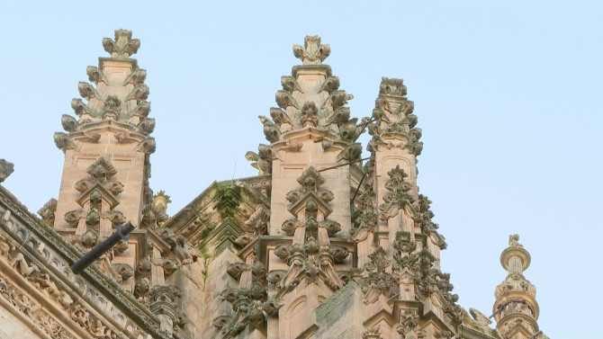 Una gárgola de la Catedral de Salamanca se desprende y cae a la calle en plena noche