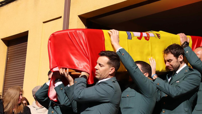 Funeral en Nogarejas, León por el guardia civil David Pérez Carracedo asesinado en Barbate