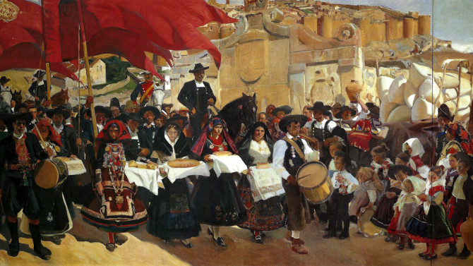 Detalle del mural "La fiesta del pan" pintado por Sorolla.