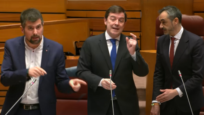 Pleno de las Cortes de Castilla y León | Luis Tudanca, Alfonso Fernández Mañueco y David Hierro