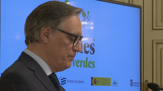 El Alcalde, Carlos García Carbayo, durante la presentación del proyecto