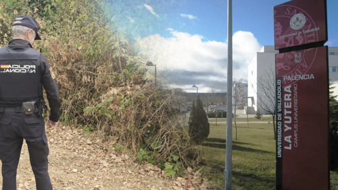 Zona trasera (izquierda) y delantera (derecha) del campus de La Yutera en Palencia, donde ha sido localizado el cadáver de la mujer desaparecida.