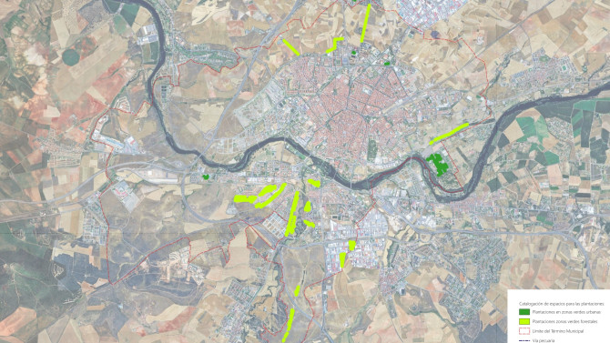 Plano de las zonas donde se llevarán a cabo las plantaciones