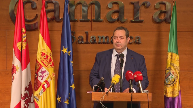 Benjamin Crespo durante su despedida como Presidente de la Cámara de Comercio de Salamanca