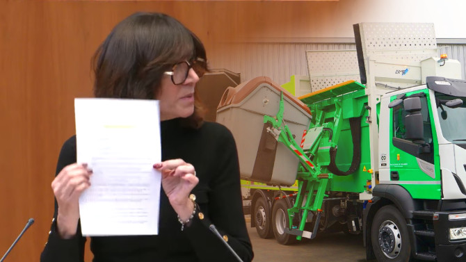 La procuradora Mercedes Cófreces ha cargado duramente contra el Ejecutivo de Sánchez. Vehículo de recogida de residuos en una calle de Castilla y León, imagen de archivo.