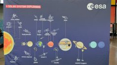 Panel informativo sobre el eclipse en el Palacio de Congresos de León