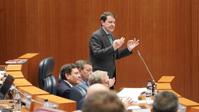 ICAL. El presidente, Alfonso Fernández Mañueco, durante el pleno de las cortes.