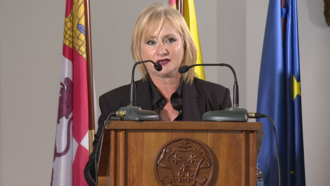 La consejera de Industria, Comercio y Empleo, Leticia García, durante su comparecencia en las jornadas.