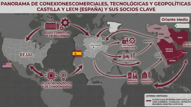 Representación visual estructurada del comercio entre Castilla y León y los territorios en guerra.