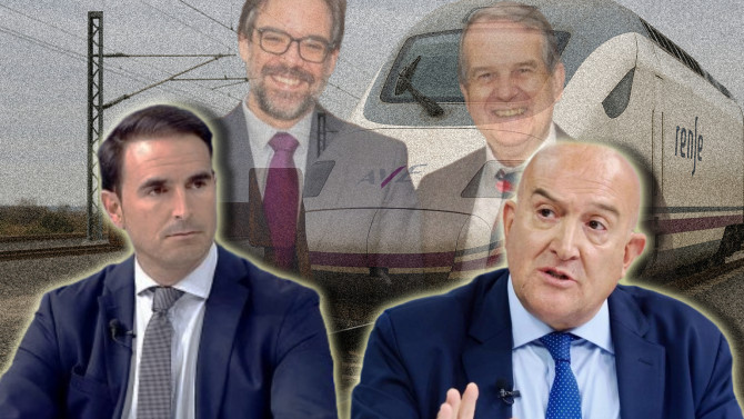 Imagen de archivo  Inferior izquierda: Guzman Gómez, alcalde de Medina del Campo; inferior derecha: Jesús Julio Carnero, alcalde de Valladolid. Superior izquierda: Abel Caballero, alcalde de Vigo; Superior derecha:  Álvaro Fernández Heredia, presidente de Renfe 