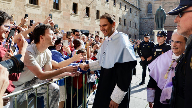 David Arranz - La Universidad de Salamanca inviste como doctor ‘honoris causa’ al tenista español Rafael Nadal, durante la solemne ceremonia desarrollada conforme al antiguo ceremonial en latín en el Paraninfo de las Escuelas Mayores