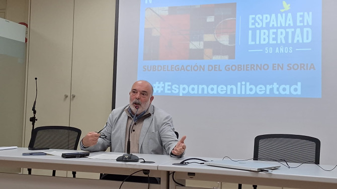 Miguel Latorre, subdelegado del Gobierno en Soria, durante la presentación de los actos.