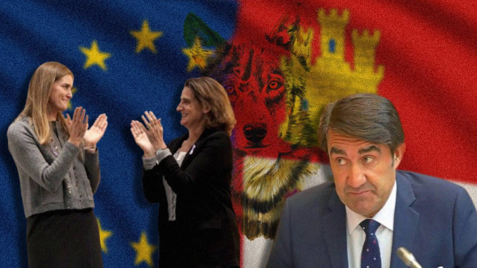 Izquierda: Sara Aagesen, Ministra para la Transición Ecológica y Teresa Ribera, Vicepresidenta de la Comisión Europea para la Transición Limpia - Derecha: Juan Carlos Suárez-Quiñones, consejero de Medio Ambiente