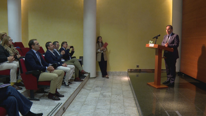 El Director General del ICECYL, Augusto Cobos durante su exposición en la Cámara de Comercio de Salamanca
